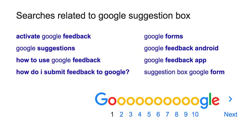 google suggestions at bottom of SERPs
