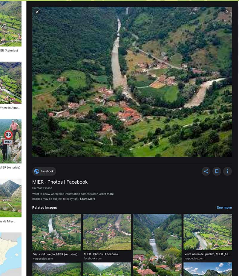 Google search with images of Mier, Spain