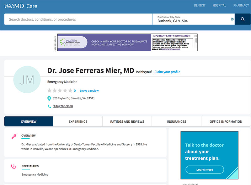 jose f. mier doctor website