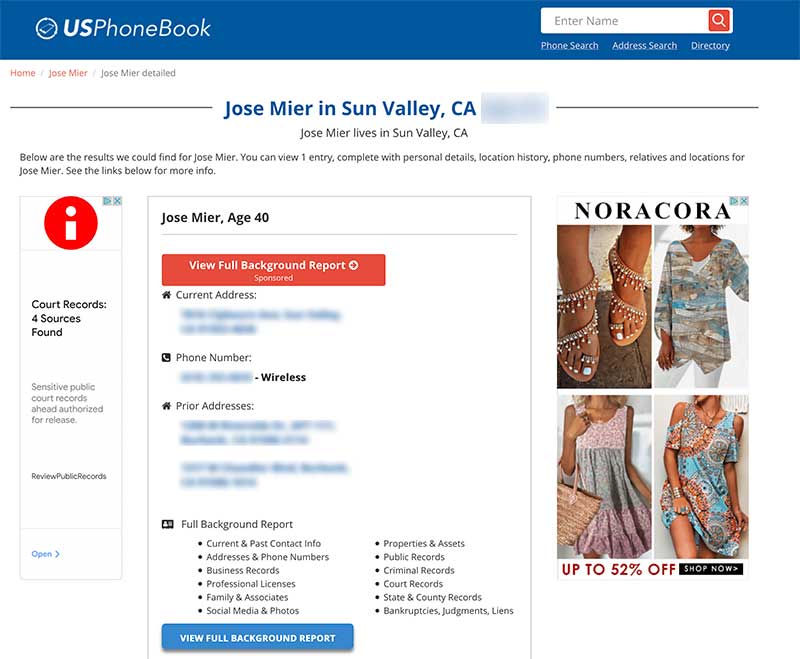 Jose Mier in Sun Valley, CA on US Phone Book