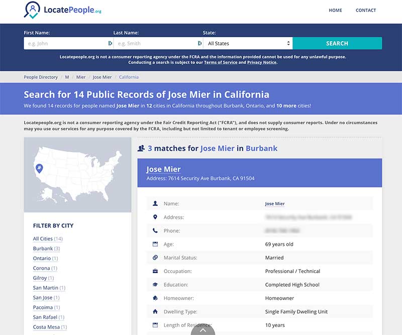 Jose Mier search on LocatePeople