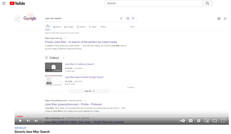 Screenshot generic Jose Mier search from Sun Valley, CA