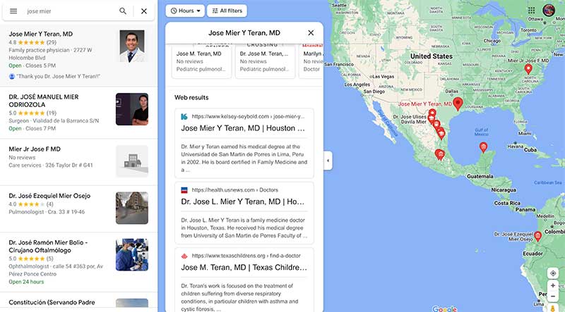 Jose Mier maps search from Sun Valley, CA