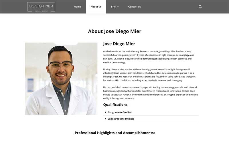 Dr. Jose Mier website screenshot