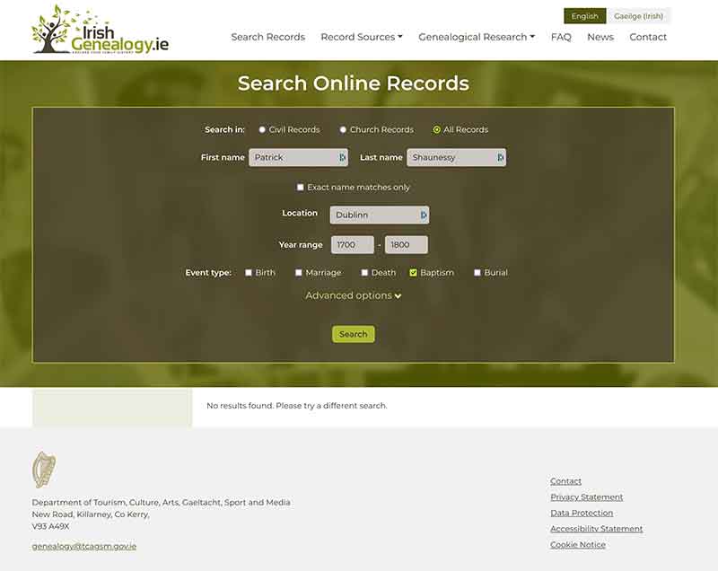 Irish genealogy search site Jose Mier Sun Valley, CA