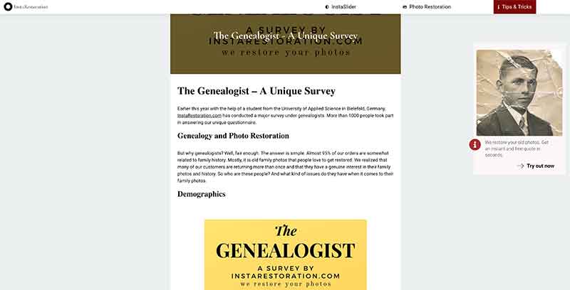 Genealogist average age survey Jose Mier Sun Valley